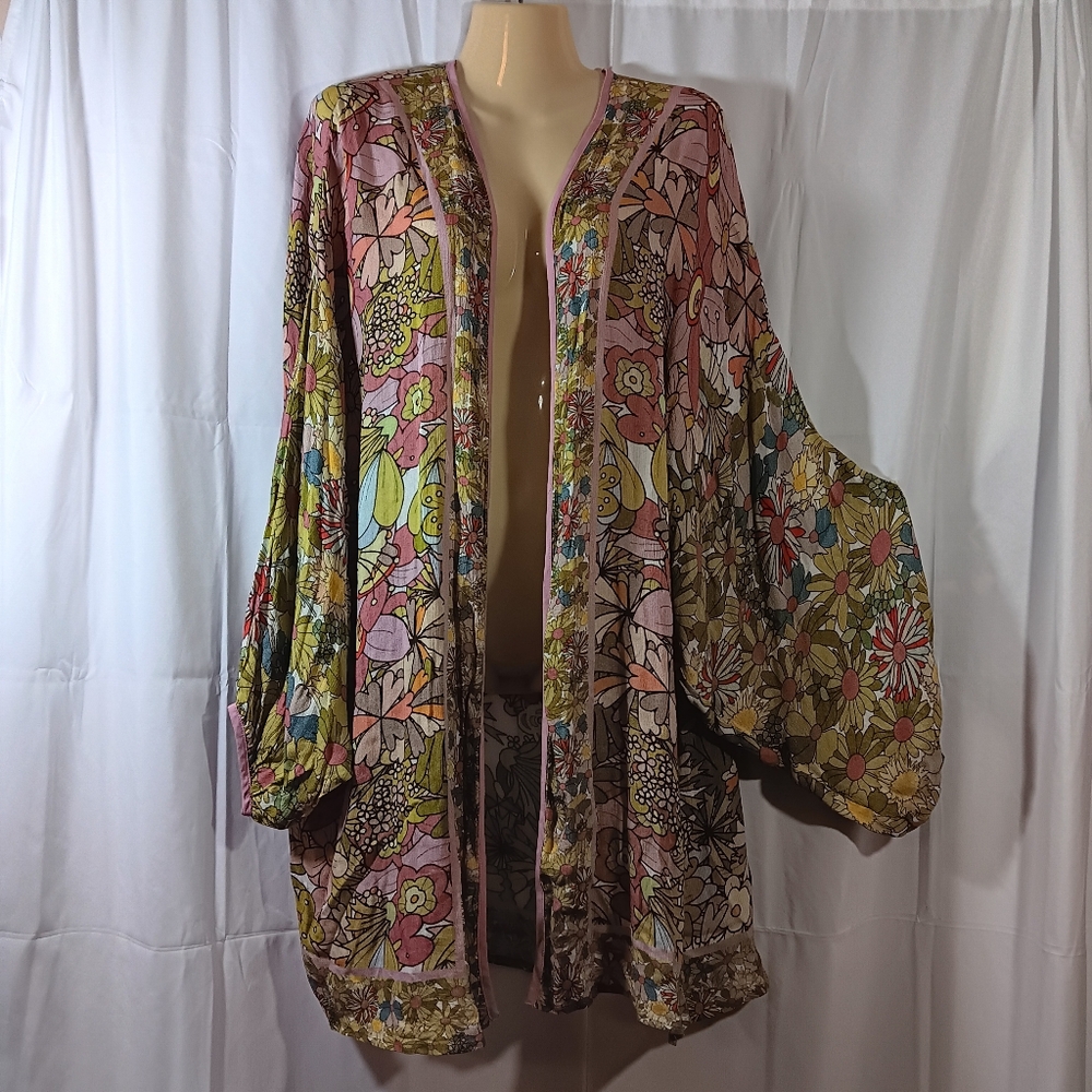Conditions Apply Womens Flora Kimono Cardigan Boho Floral Festival Retro